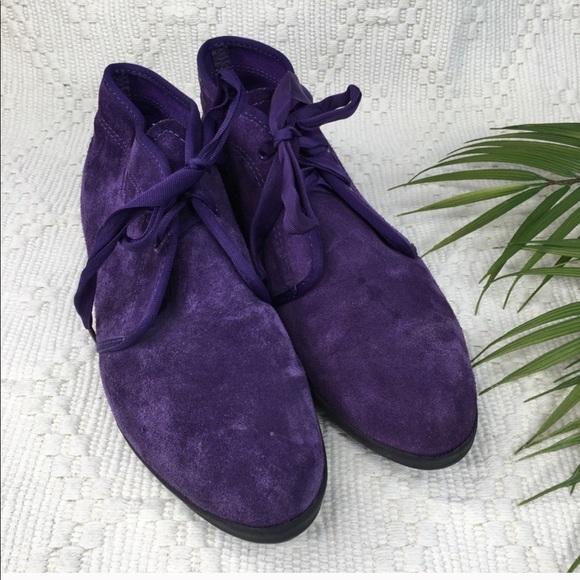 VTG 80s Keds Purple Suede Chukka Ankle Booties - Picture 6 of 16